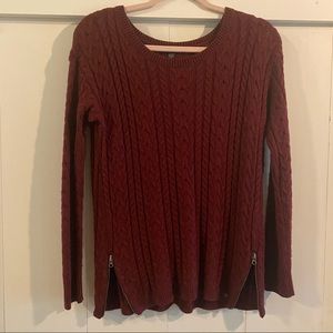 American Eagle Cable Knit Sweater with Side Zips
